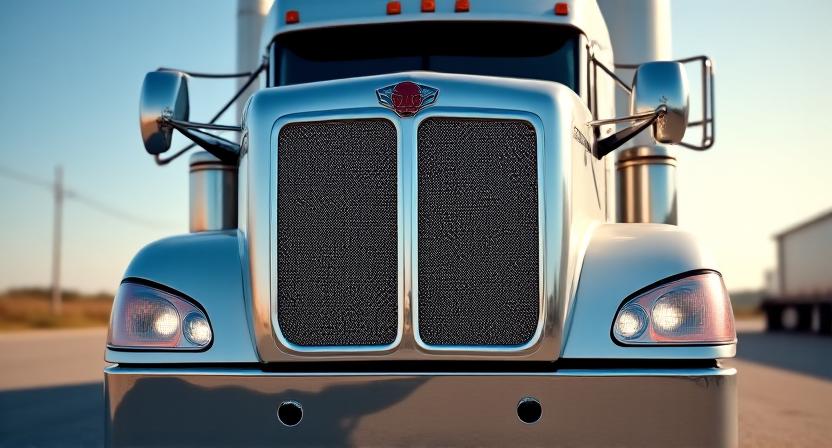 Close up of a premium logistics truck cabin