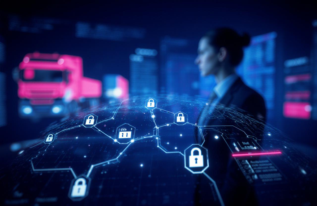 Secure digital logistics interface with a professional atmosphere